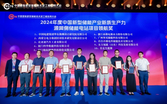 華東院獲2024年度中國新型儲能產業新質生產力源網側儲能電站項目領航獎